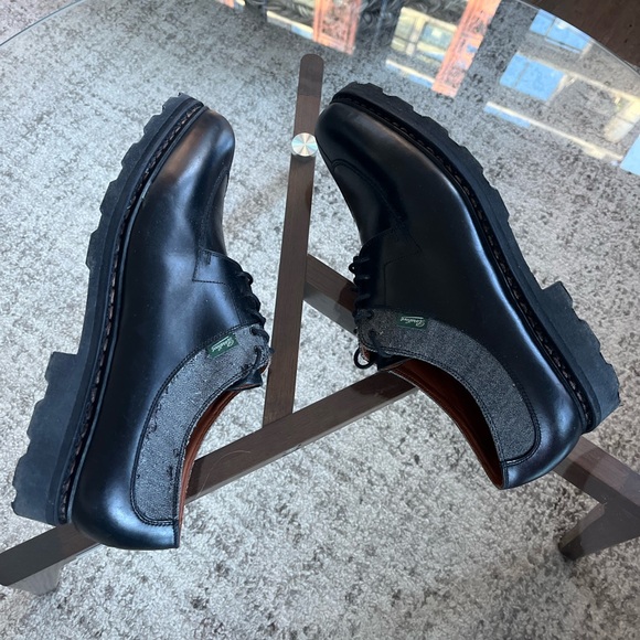 Ermenegildo Zegna Black Paraboot Edition Marche II Derbys Leather Dress Shoes 10 - Picture 9 of 17